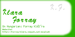 klara forray business card